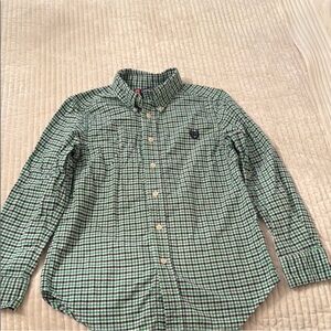 Chaps Green and Purple Plaid Long Sleeve Button Down Shirt Boys Size M (10/12)